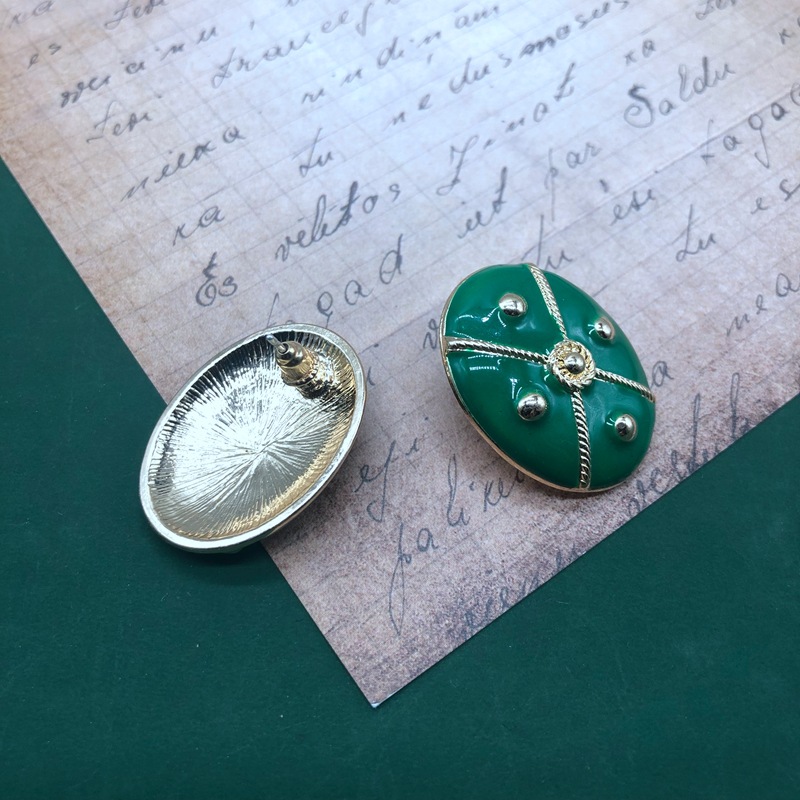 8g Weight No Inlaid Inlay Material Earrings, Ear Studs Classification Wedding, Travel Occasion Star Pattern Women'S Gender Fashion Style Green, Silver Color Retro Emerald Green Drip Glaze Alloy Earrings 10