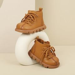 男童馬丁靴英倫風小童寶寶學步鞋子秋冬季加絨女童皮靴子嬰兒童鞋