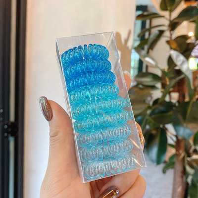 韓国風スイートヘアアクセサリー 夏用電話コード風丸型ヘアゴム 女性用高級感ヘアリング 丸型万能ヘアゴム 髪を結ぶゴムバンド|undefined