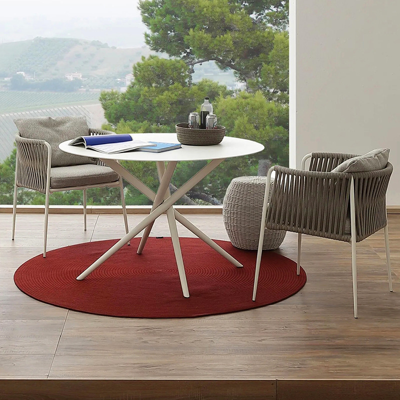 Mesa y silla al aire libre patio ocio jardín impermeable protección solar terraza nórdica de caña silla de caña combinación de mesa y silla de balcón image 3