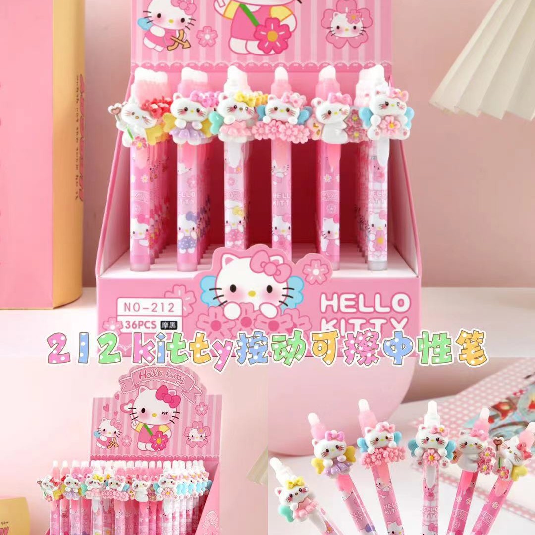 Cariñosa nueva caricatura pulsable bolígrafo neutro estereoscópico tres li cabeza de muñeca de alto valor facial estudiantes pulsable bolígrafo borrable