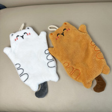 跨境货源可挂式厨房浴室擦手巾吸水速干家用手帕礼品毛巾卡通猫咪