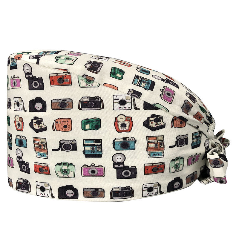 El algodón puro de las mujeres impresas europeas y americanas del sombrero de la enfermera de ICU con la toalla del sudor gorra quirúrgica del comercio exterior tapa de la cabeza del bolso entrega transfronteriza