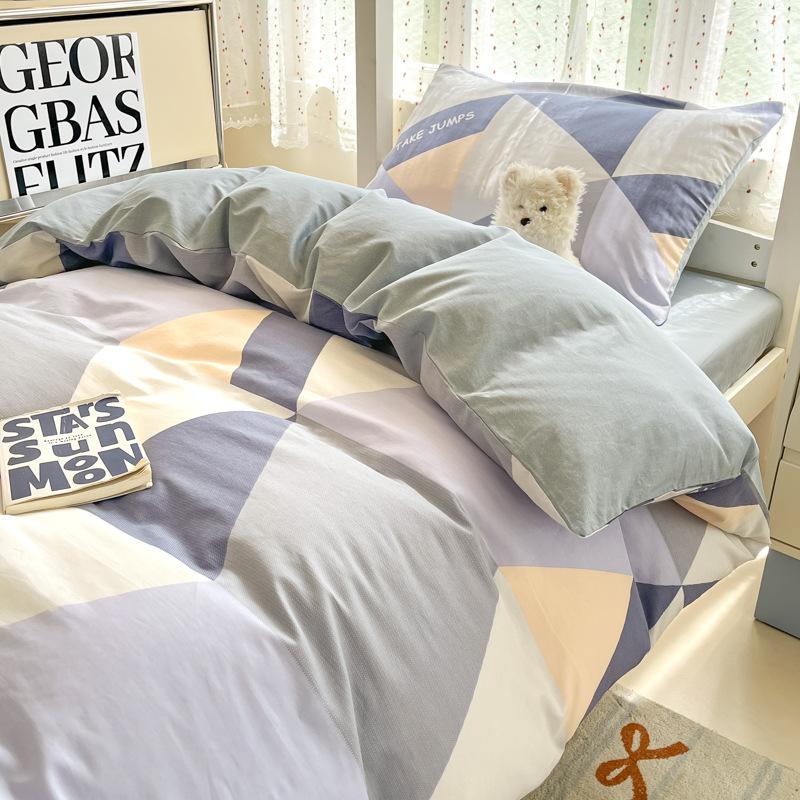 Ropa de cama de tres piezas de algodón para dormitorio de estudiantes, sábana de algodón 100%, funda de edredón, funda de edredón de algodón individual, sábana nueva