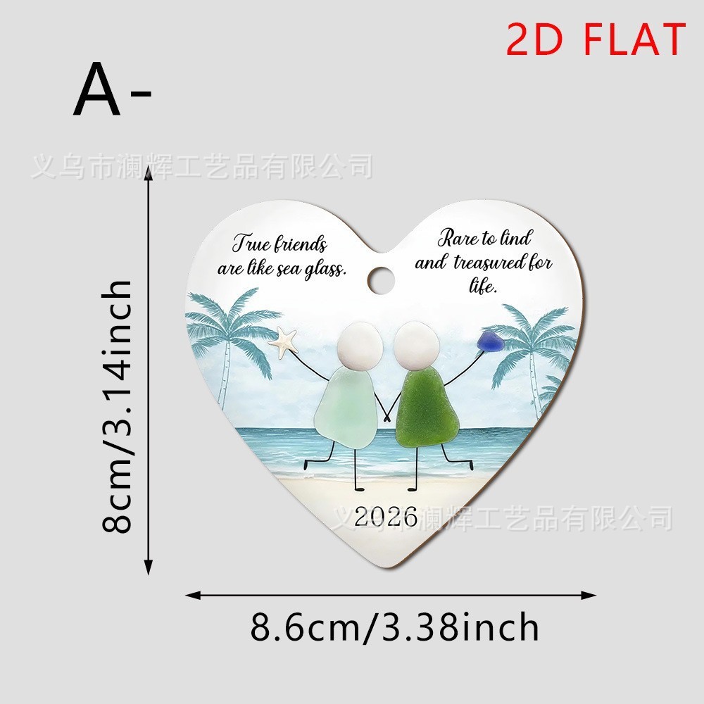 Colgante transfronterizo venta caliente en forma de corazón decoración de amistad decoración plana 2D sub