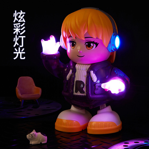 跨境电动玩具摇摆公仔声光跳舞机器人灯光音乐儿童男女孩礼物批发