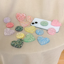 爱心圆形滴胶闪粉亮片手机气囊支架背贴懒人桌面支架网红新款看剧