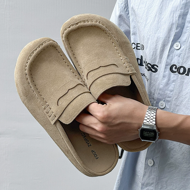 Без каблука, полуботинки с полукружевной вставкой для верха, летние полусапожки для мужчин, ленивые слипоны, сандалии.