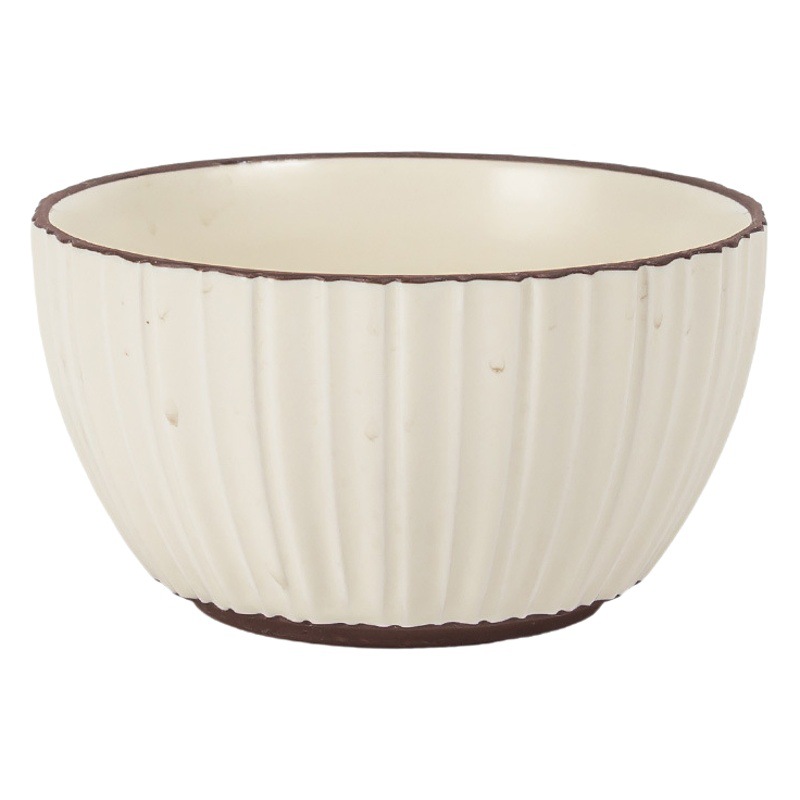 Cuenco de arroz tridimensional en relieve Cuenco de arroz de cerámica doméstica japonesa Cuenco de avena retro mate Cuenco de postre Cuenco de arroz pequeño