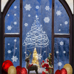 国境を越えたクリスマスシールの新しい白いクリスマスツリー雪窓貼りクリスマスパーティー装飾貼り雪壁貼り絵