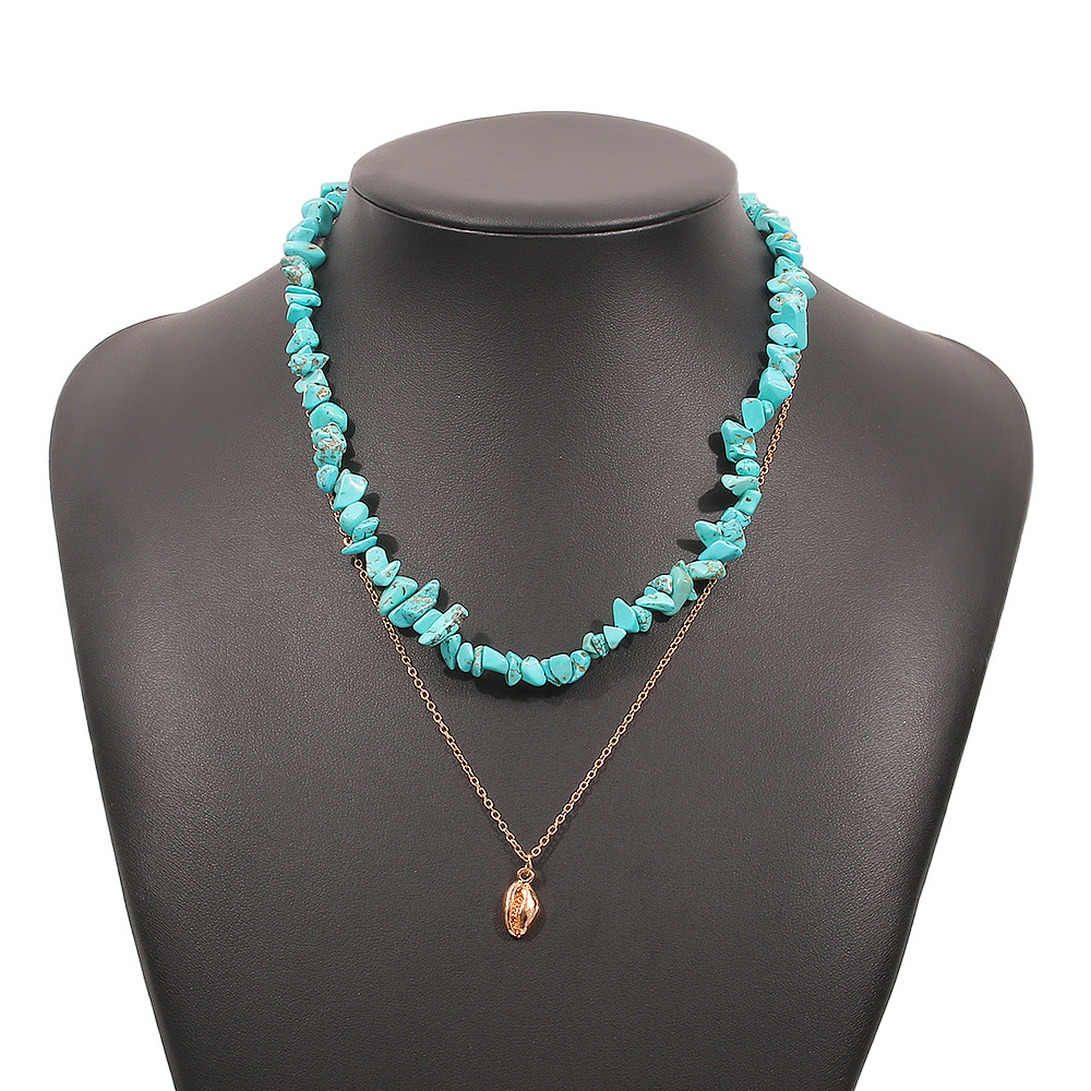 Retro Double Necklace Turquoise Necklace Wholesale Nihaojewelry display picture 11