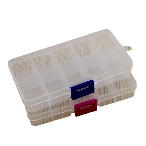 10-grid fixed transparent plastic box jewelry hardware accessories packaging box parts fishhook fishing gear storage box wholesale