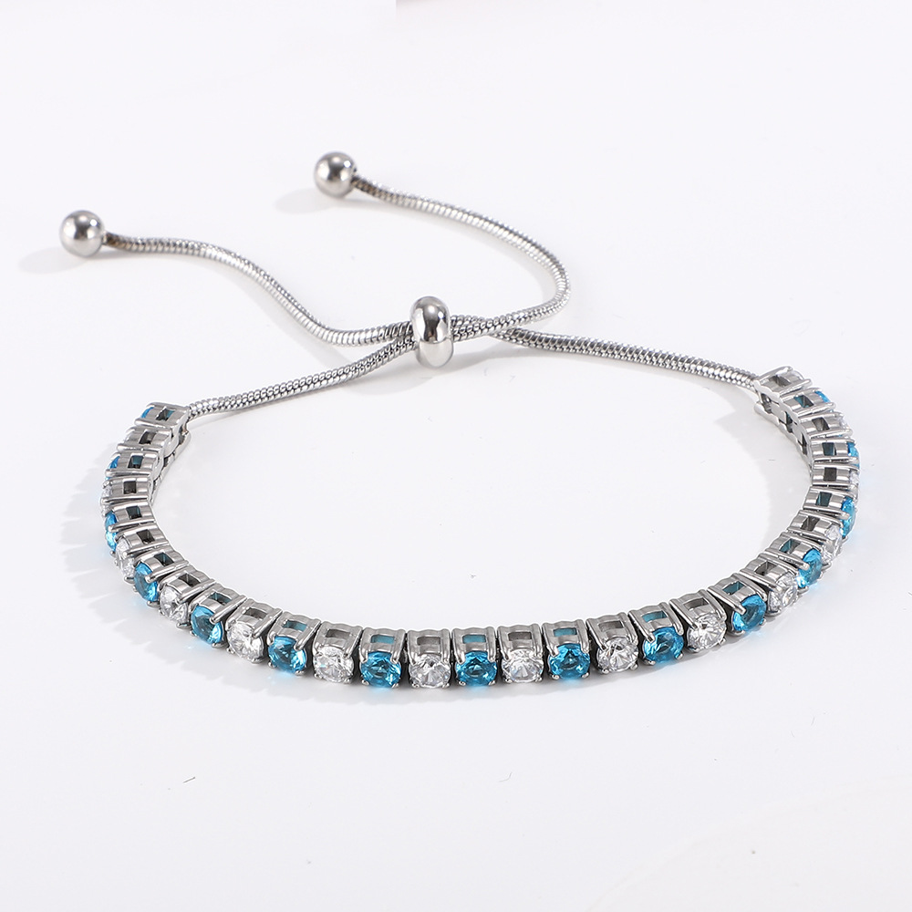 11g Weight Zircon Inlay Material Bracelets Classification Titanium Steel Chain Material 1 Piece Quantity Daily Occasion Titanium Steel Material Geometric Pattern Unisex Gender Inlay Design Shiny Style Shiny Geometric Titanium Steel Zircon Bracelets In Bulk 6