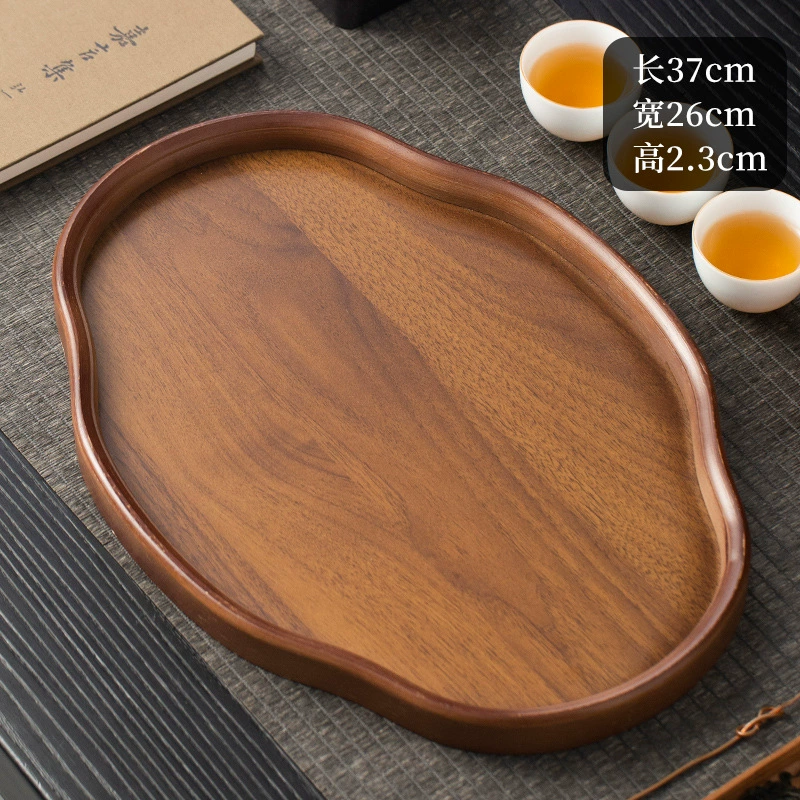 Creative Walnut Wood Serving Set: Rectangular Dinner Plate & Teacup Tray, Internet Celebrity Favorite