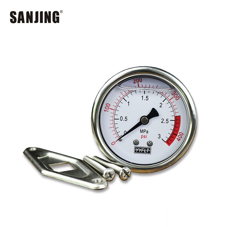 Comercial ro purificador de agua placa de acero inoxidable lleno de aceite resistente a los golpes medidor mecánico 0-3mpa medidor de prueba de presión