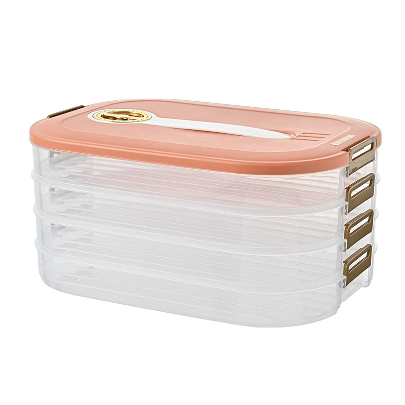 Multi-layer Dumpling Storage Box, Large Capacity with Timer, Portable Refrigerator-safe (1–4 Layers)
