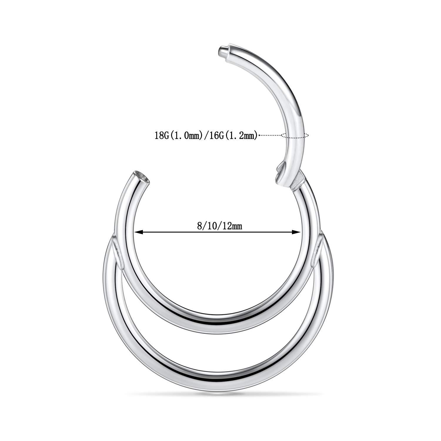 G23 Titanium Nose Ring Inner Arc Moon Titanium Alloy Stud Earrings Closed Body Piercing Jewelry detail image 17