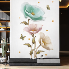 Lukang New Product Elegant Orchid Plant Flower Creative Home Wall Sticker Decorative Painting Self-Adhesive Living Room Wall Mural