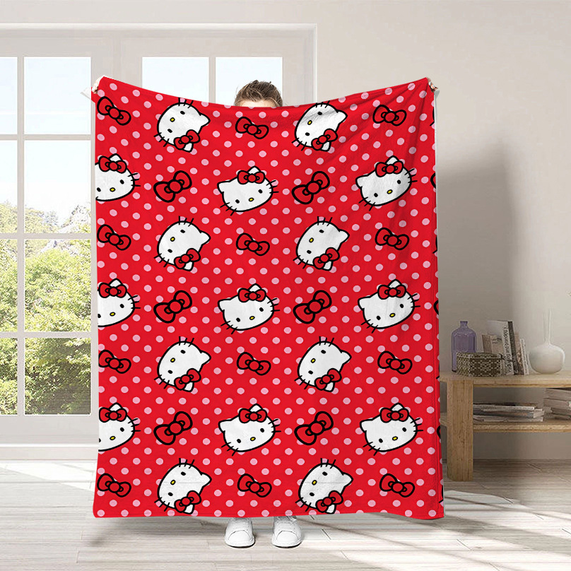 Monopolio transfronterizo de dibujos animados Sanrio mantas para niños lindas Hellokitty flange mantas de peluche cuatro estaciones mantas de peluche