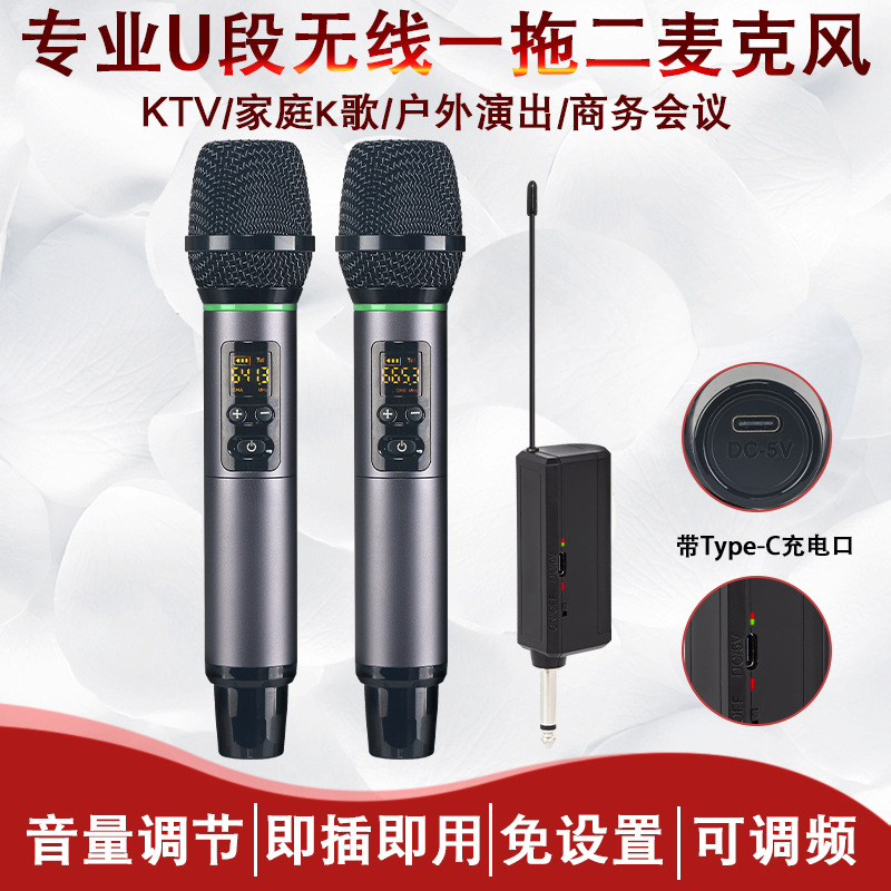 U-Segment Wireless Microphone Live Broadcast Karaoke Home Audio-Visual Entertainment Stage Performance Conference Professional Handheld Wireless Microphone