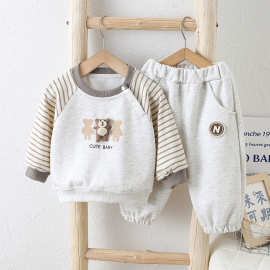 2025婴儿衣服春秋季分体卫衣两件套婴幼儿洋气套装男宝宝一岁春装