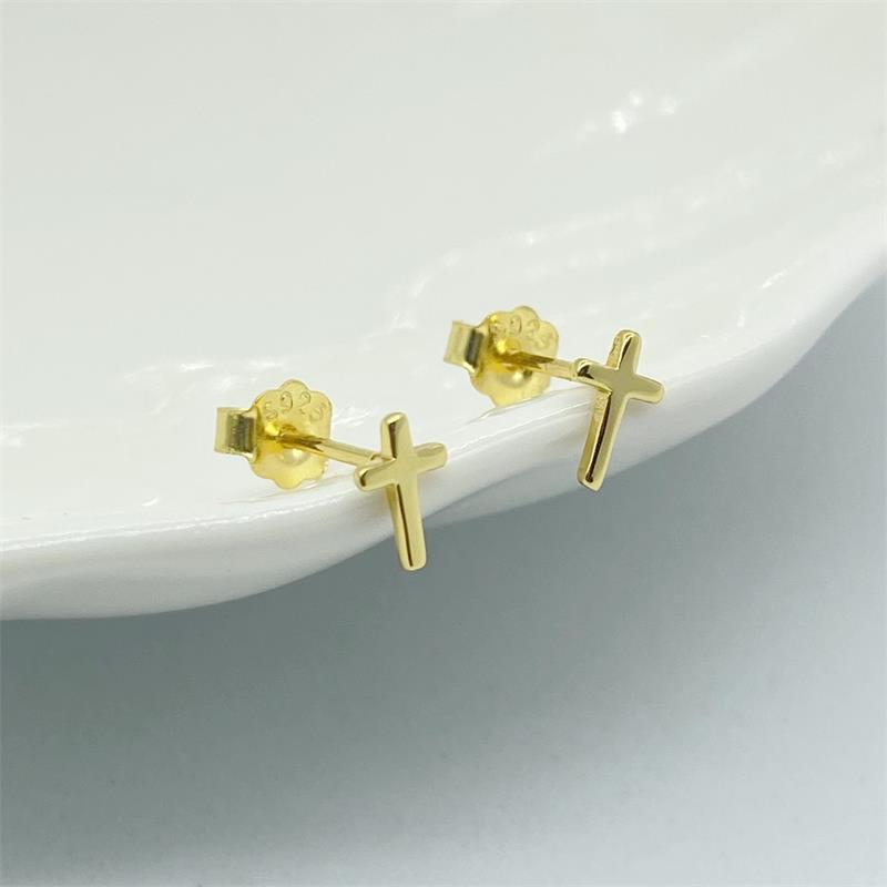 5g Weight Ear Studs Classification 1 Pair Quantity 1 Pair 925 Sterling Silver Cross Ear Studs