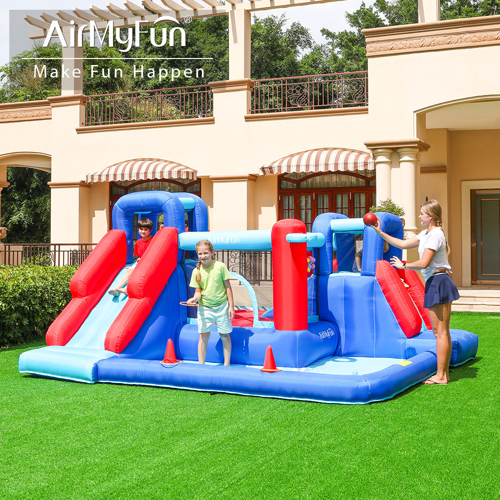 AMF | Castillo inflable para niños para fiestas al aire libre, trampolín pequeño para uso doméstico, parque de trampolines, castillo inflable antideslizante