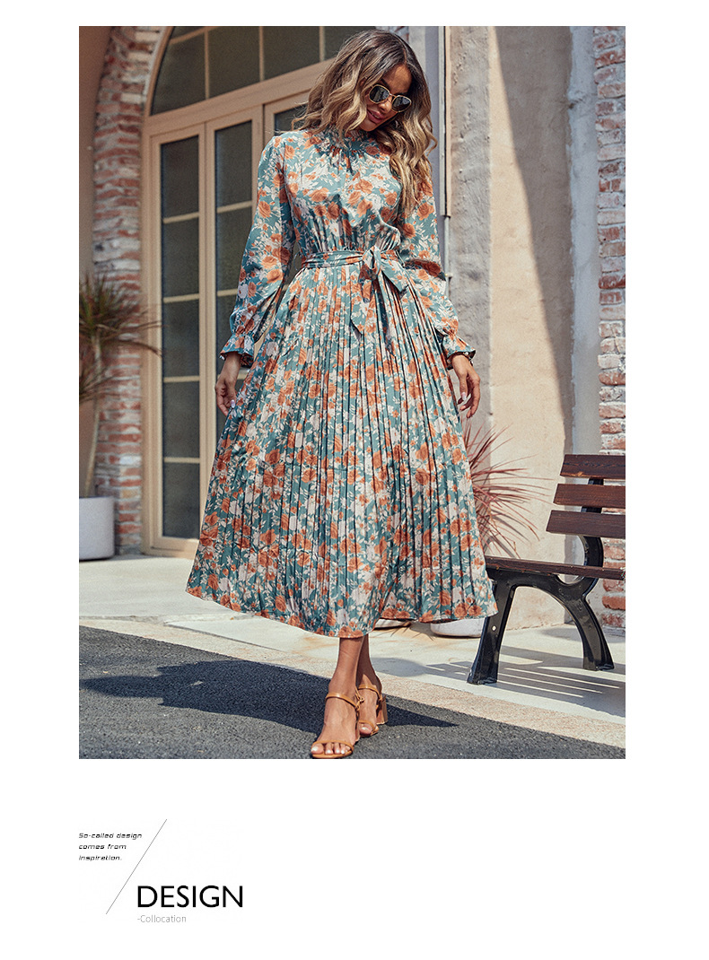 New Fashionable Women's Autumn and Winter Printed Maxi Dress