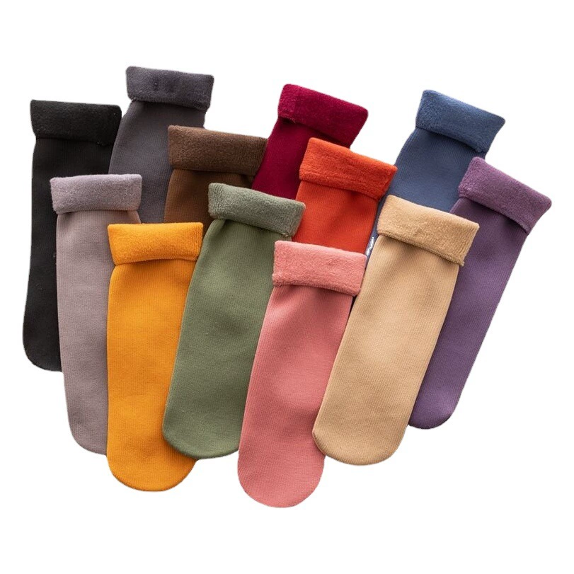 Осенне-зимние теплые мужские и женские носки, зимние носки из имитации кашемира, толстые носки в пол на флисовой подкладке, однотонные носки-трубки в Вертикальную Полоску