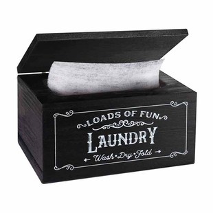 Factory Custom Wood Laundry Room Tissue Storage Box Bathroom Desktop Wooden Dryer Organizer
