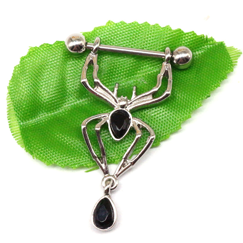 Daily Occasion 304 Stainless Steel Material Halloween Festival 1 Piece Nipple Rings & Studs Fashion Heart Shape Spider Stainless Steel Copper Plating Zircon