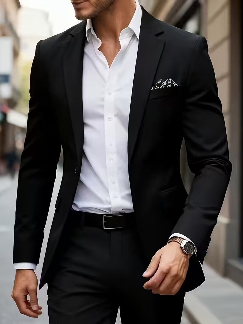 Modern Slim Fit Mens Blazer Single Breasted Casual Suit Jacket_voghion.com