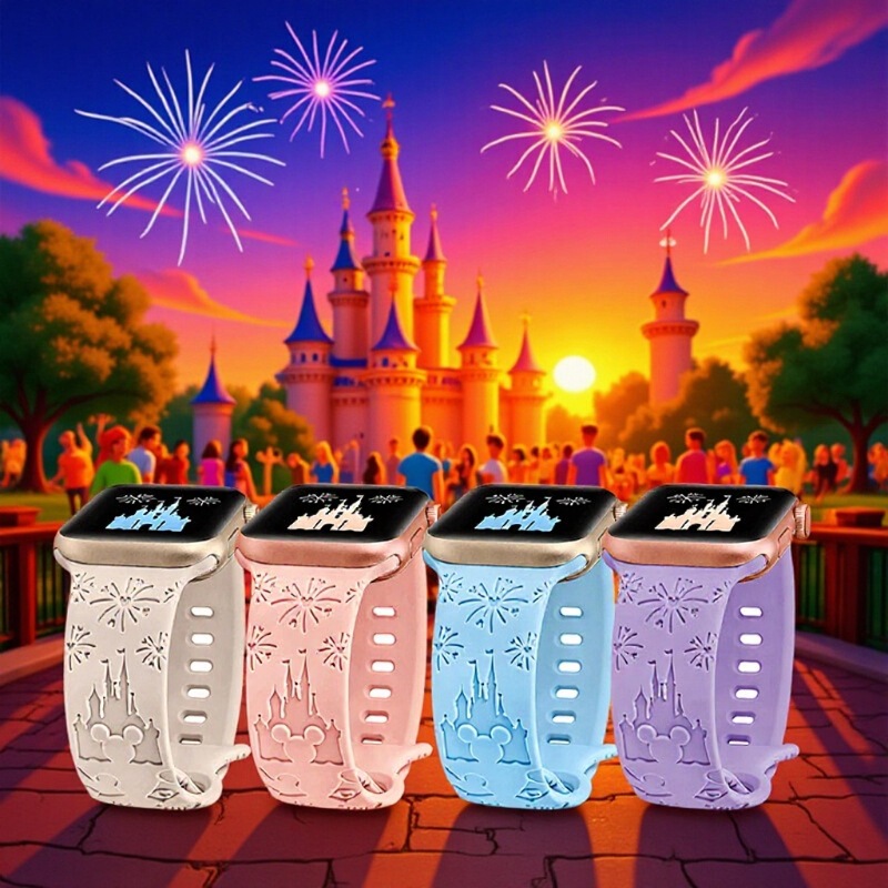 Suitable for Apple Silicone Strap Laser Carved iwatch Carved Print Ultra Dishi Castle Silicone Embossed Strap