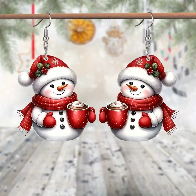 winter acrylic Christmas cute atmospheric cartoon universal earrings