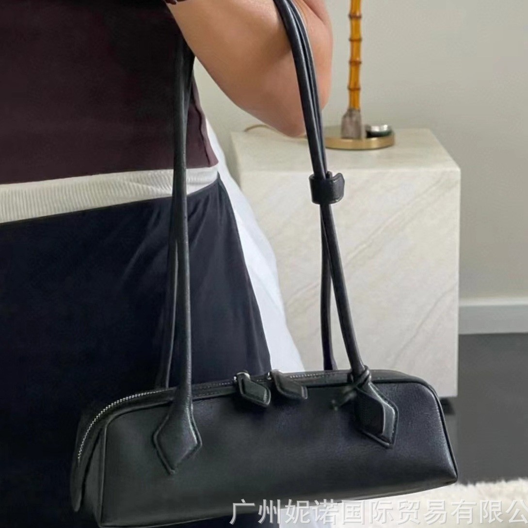 2024 Niche New Cowhide Bag For Women French Style Single Shoulder Baguette Bag Retro Underarm Handbag For Commuting