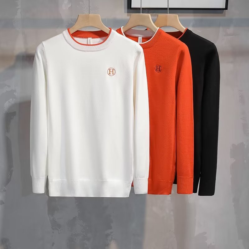 Trendy Brand Embroidered Letter Crew Neck Warm Knit Sweater for Autumn and Winter, Versatile Lightweight Casual Sweater for Young Men