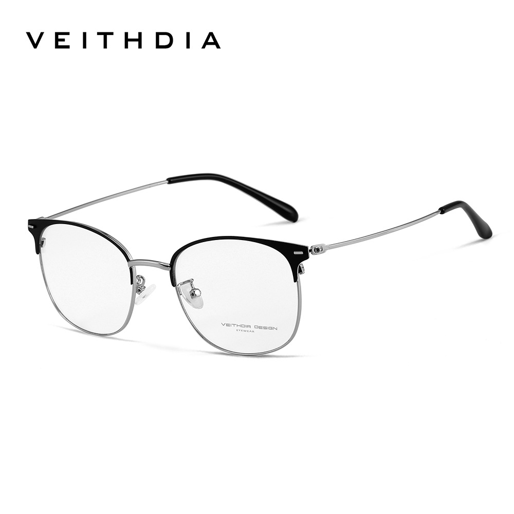 Marco de lente de miopía óptica anti-luz azul de apertura de marco de metal de marco completo para hombres y mujeres, lugar cómodo de negocios simple 1001