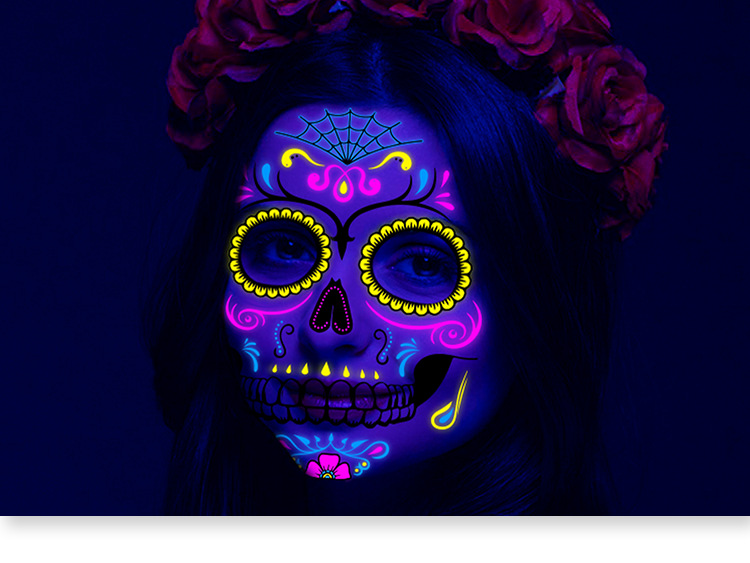 Title 2, Halloween Fluoreszierende Lustige Totenkopf Auf...