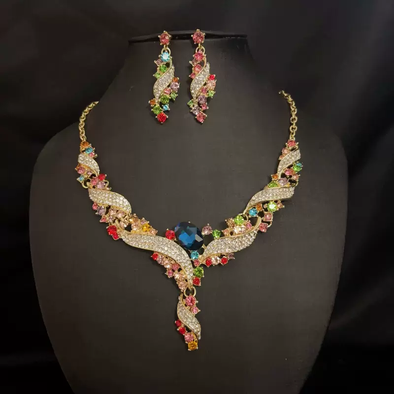Горн Necklace for bride, (Cross-border trading), European style, diamond encrusted, direct factory sales