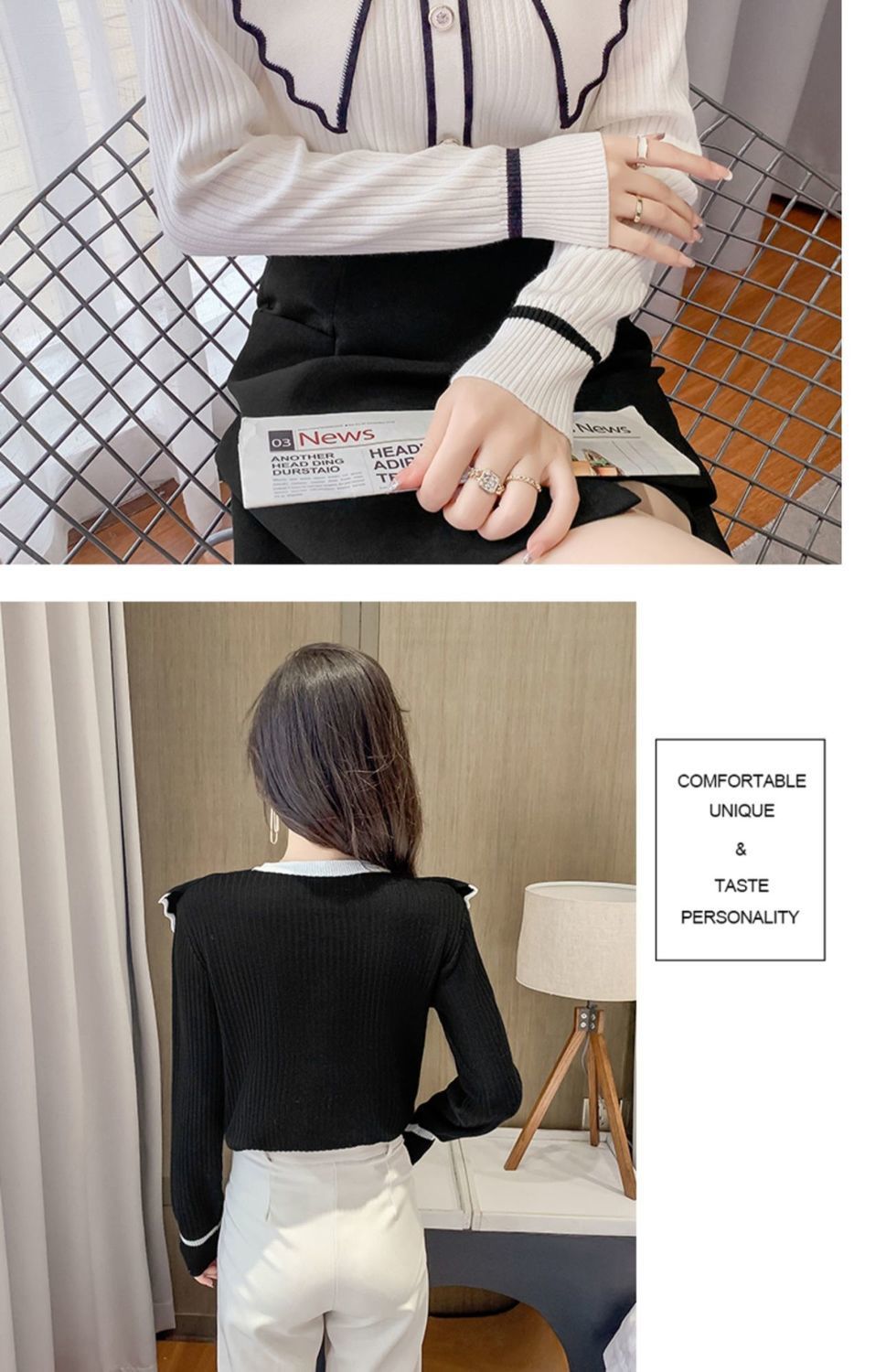 Sweet Lotus Leaf Collar Sweater Style 10