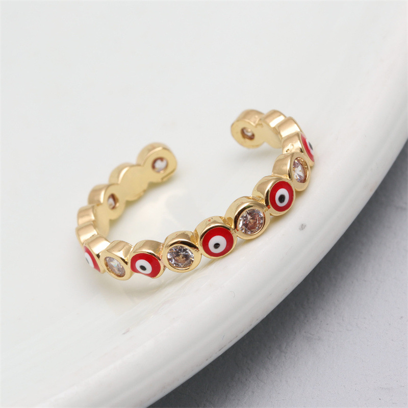 Fashion Heart Shape Eye Copper Open Ring Inlay Zircon Copper Rings