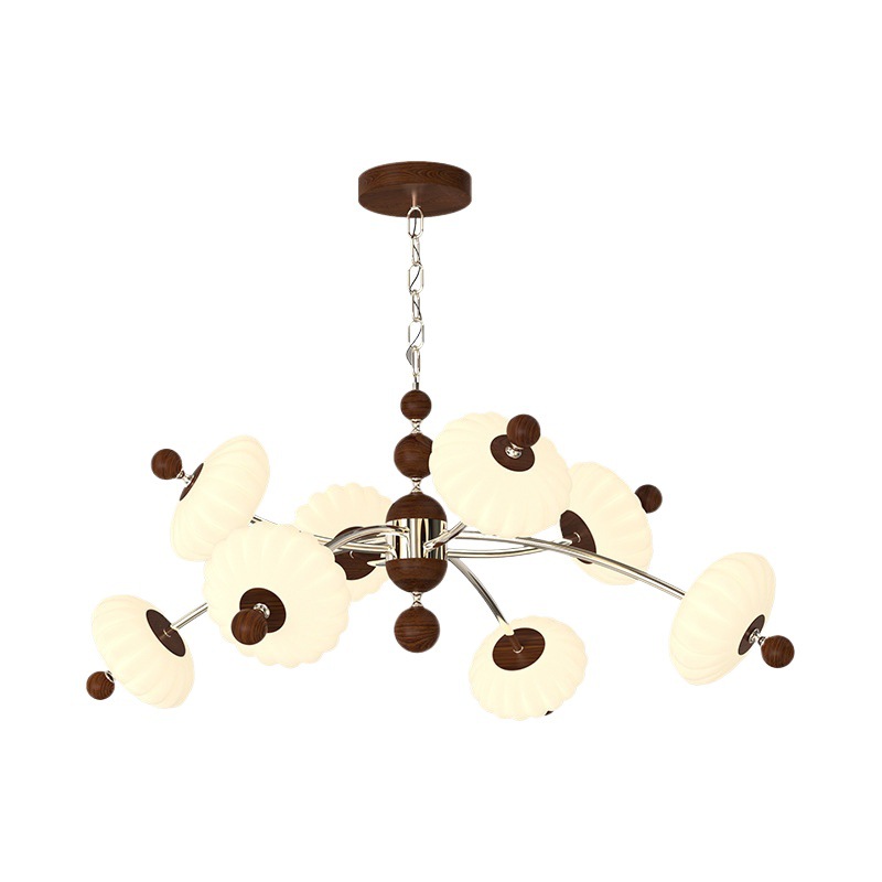 Araña de sala de estar francesa de estilo medio, sensación de alta gama, color nogal retro, linterna retro, luz de salón súper brillante