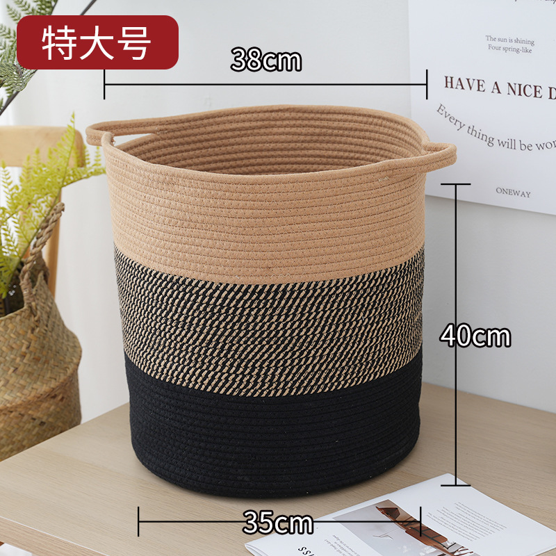 Cesta de almacenamiento linda de gran capacidad entrega de una sola pieza Cubo de almacenamiento de juguetes para niños sala de estar cesta tejida de cuerda de algodón decorativa