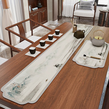 新中式长条茶席吸水免洗禅意桌旗中国风茶桌垫布茶台防水茶布配件