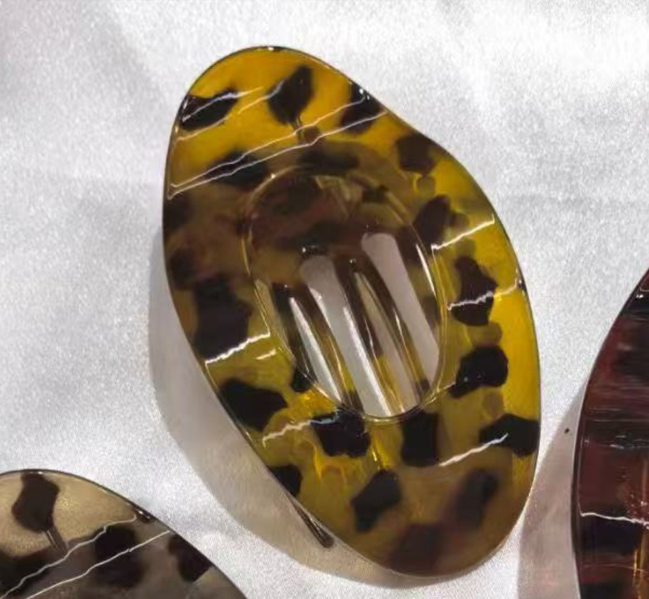 11CM 대형 광택 노란색 표범 무늬