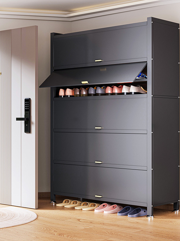 Large Capacity Steel Shoe Cabinet for Home Entrance, Dustproof Shoe Rack, Entryway Storage, Integrated Multi-Layer Floor-Standing Storage Cabinet