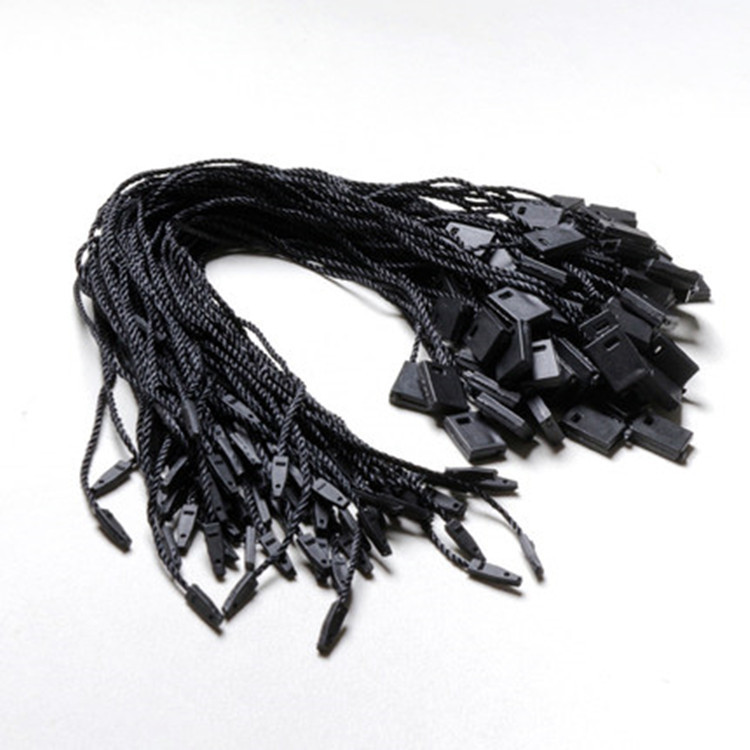 Ventas directas de fábrica en stock suministro blanco y negro Universal colgante grano cuadrado cuerda Ropa Accesorios etiqueta cuerda alta calidad