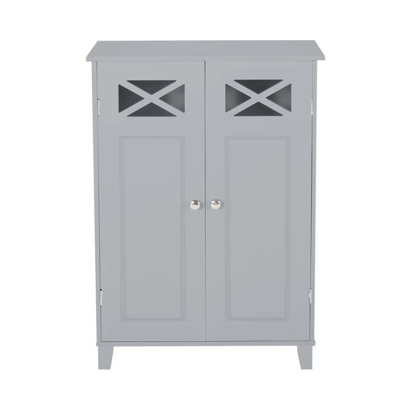 Bathroom gray floor cabinet x-shaped design silver handle modern simple toilet laundry room life supplies Bathroom gray floor cabinet x-shaped design silver handle modern simple toilet laundry room life supplies