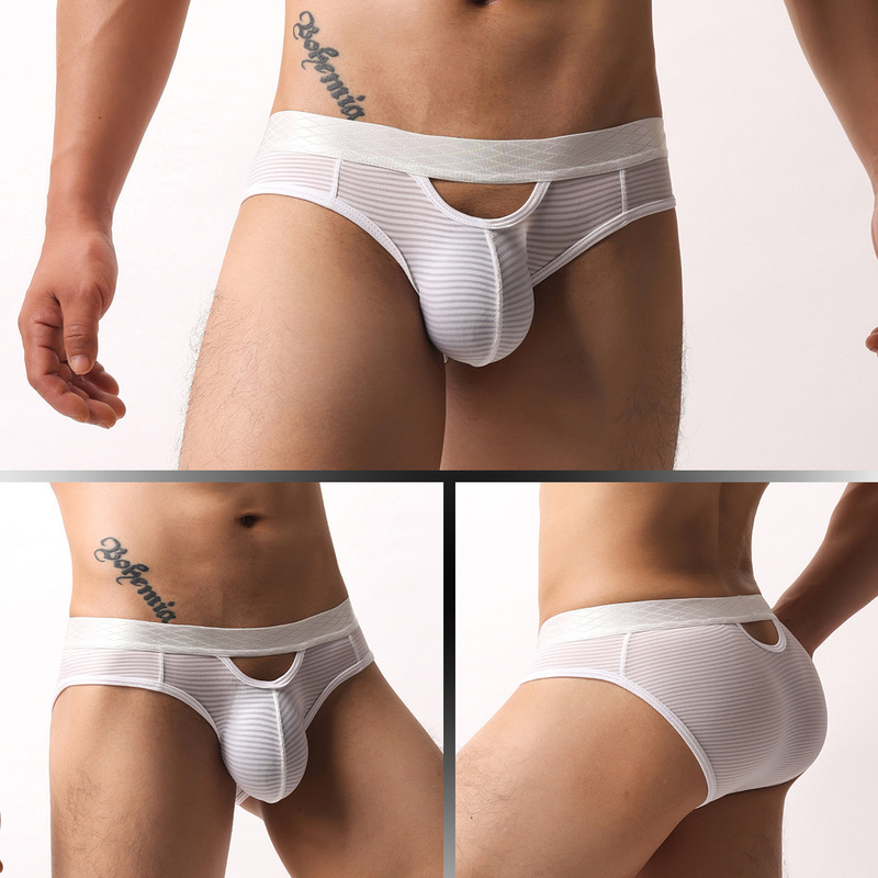 Foreign Trade Gay Men's Low-Waist Underwear Sex Toy Sexy Stripesd Breathable Mesh Super Elastic Super Soft Briefs E110 Foreign Trade Gay Men's Low-Waist Underwear Sex Toy Sexy Stripesd Breathable Mesh Super Elastic Super Soft Briefs E110