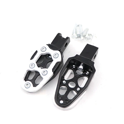 Cnc Aluminum Alloy Foot Pedal Metal Non-Slip Footrest Neutral Durable Wear Resistant Rear Footrest Motorcycle Neutral Modify (Motorcycle pedals) - white-with-accessories